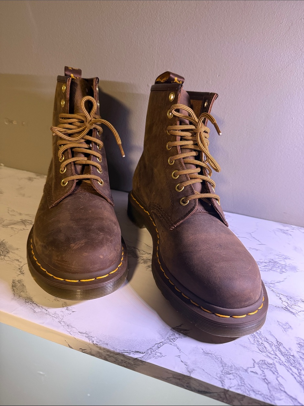 Dr. Martens Brown Leather Lace-Up Work Boots